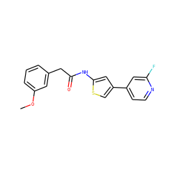 COc1cccc(CC(=O)Nc2cc(-c3ccnc(F)c3)cs2)c1 ZINC000113835549