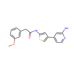 COc1cccc(CC(=O)Nc2cc(-c3ccnc(N)c3)cs2)c1 ZINC000113836225