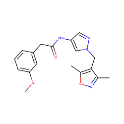 COc1cccc(CC(=O)Nc2cnn(Cc3c(C)noc3C)c2)c1 ZINC000116674041