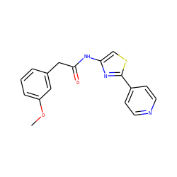COc1cccc(CC(=O)Nc2csc(-c3ccncc3)n2)c1 ZINC000149668617