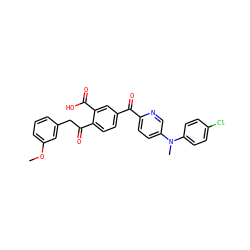 COc1cccc(CC(=O)c2ccc(C(=O)c3ccc(N(C)c4ccc(Cl)cc4)cn3)cc2C(=O)O)c1 ZINC000199274988