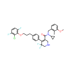 COc1cccc(CN(C(=O)C2=C(c3ccc(CCCOc4c(F)ccc(F)c4Cl)cc3)C(F)(F)CNC2)C2CC2)c1C ZINC000049777417