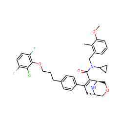COc1cccc(CN(C(=O)C2=C(c3ccc(CCCOc4c(F)ccc(F)c4Cl)cc3)C[C@H]3COC[C@H]2N3)C2CC2)c1C ZINC000101327793