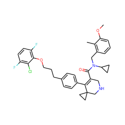 COc1cccc(CN(C(=O)C2=C(c3ccc(CCCOc4c(F)ccc(F)c4Cl)cc3)C3(CC3)CNC2)C2CC2)c1C ZINC000049777940