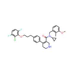 COc1cccc(CN(C(=O)C2=C(c3ccc(CCCOc4c(F)ccc(F)c4Cl)cc3)CCNC2)C2CC2)c1C ZINC000049925433