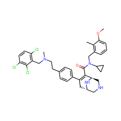 COc1cccc(CN(C(=O)C2=C(c3ccc(CCN(C)Cc4c(Cl)ccc(Cl)c4Cl)cc3)C[C@H]3CNC[C@H]2N3)C2CC2)c1C ZINC000150519653