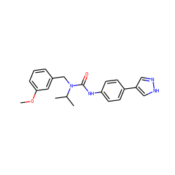 COc1cccc(CN(C(=O)Nc2ccc(-c3cn[nH]c3)cc2)C(C)C)c1 ZINC000095587818