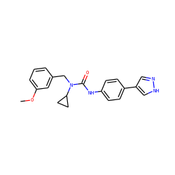 COc1cccc(CN(C(=O)Nc2ccc(-c3cn[nH]c3)cc2)C2CC2)c1 ZINC000095587556