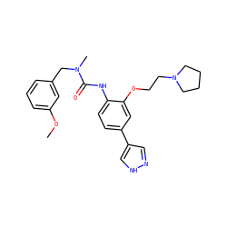 COc1cccc(CN(C)C(=O)Nc2ccc(-c3cn[nH]c3)cc2OCCN2CCCC2)c1 ZINC000083295870