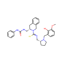 COc1cccc(CN2CCC[C@@H]2C/N=C(\S)N2Cc3ccccc3C[C@H]2CNC(=O)Nc2ccccc2)c1O ZINC000029340198