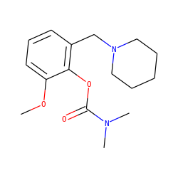 COc1cccc(CN2CCCCC2)c1OC(=O)N(C)C ZINC000299824816