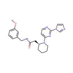 COc1cccc(CNC(=O)C[C@@H]2CCCCN2c2ccnc(-n3ccnc3)n2)c1 ZINC000035271135