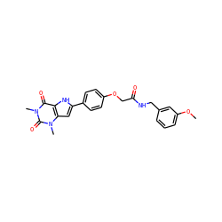 COc1cccc(CNC(=O)COc2ccc(-c3cc4c([nH]3)c(=O)n(C)c(=O)n4C)cc2)c1 ZINC000013678873