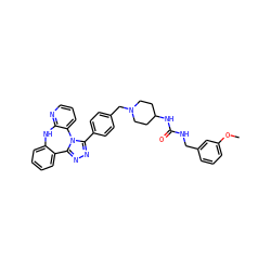 COc1cccc(CNC(=O)NC2CCN(Cc3ccc(-c4nnc5n4-c4cccnc4Nc4ccccc4-5)cc3)CC2)c1 ZINC000096174104