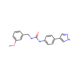 COc1cccc(CNC(=O)Nc2ccc(-c3cn[nH]c3)cc2)c1 ZINC000145388342