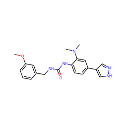 COc1cccc(CNC(=O)Nc2ccc(-c3cn[nH]c3)cc2N(C)C)c1 ZINC000206734704