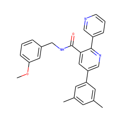 COc1cccc(CNC(=O)c2cc(-c3cc(C)cc(C)c3)cnc2-c2cccnc2)c1 ZINC000103234698