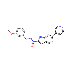 COc1cccc(CNC(=O)c2cc3ccc(-c4ccncc4)cc3[nH]2)c1 ZINC000073161056