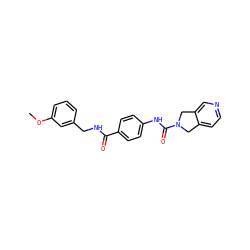 COc1cccc(CNC(=O)c2ccc(NC(=O)N3Cc4ccncc4C3)cc2)c1 ZINC000167111530
