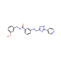 COc1cccc(CNC(=O)c2cccc(NCc3n[nH]c(-c4ccncc4)n3)c2)c1 ZINC000035827003