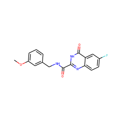 COc1cccc(CNC(=O)c2nc3ccc(F)cc3c(=O)[nH]2)c1 ZINC000149764700
