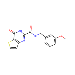 COc1cccc(CNC(=O)c2nc3ccsc3c(=O)[nH]2)c1 ZINC000204244323