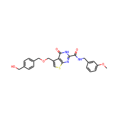 COc1cccc(CNC(=O)c2nc3scc(COCc4ccc(CO)cc4)c3c(=O)[nH]2)c1 ZINC000202719424