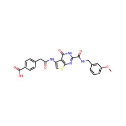 COc1cccc(CNC(=O)c2nc3scc(NC(=O)Cc4ccc(C(=O)O)cc4)c3c(=O)[nH]2)c1 ZINC000202718668