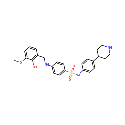 COc1cccc(CNc2ccc(S(=O)(=O)Nc3ccc(C4CCNCC4)cc3)cc2)c1O ZINC000103266537