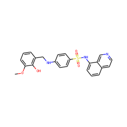 COc1cccc(CNc2ccc(S(=O)(=O)Nc3cccc4ccncc34)cc2)c1O ZINC000103266514