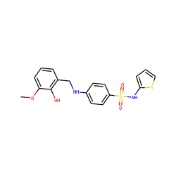 COc1cccc(CNc2ccc(S(=O)(=O)Nc3cccs3)cc2)c1O ZINC000103266491
