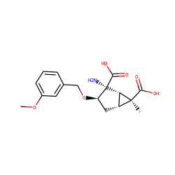 COc1cccc(CO[C@@H]2C[C@@H]3[C@H]([C@]2(N)C(=O)O)[C@@]3(F)C(=O)O)c1 ZINC000013582169