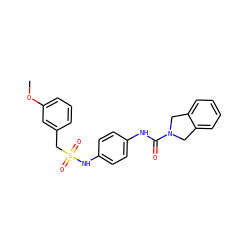 COc1cccc(CS(=O)(=O)Nc2ccc(NC(=O)N3Cc4ccccc4C3)cc2)c1 ZINC000166371094