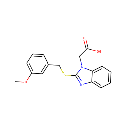 COc1cccc(CSc2nc3ccccc3n2CC(=O)O)c1 ZINC000084654070