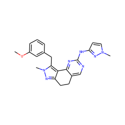 COc1cccc(Cc2c3c(nn2C)CCc2cnc(Nc4ccn(C)n4)nc2-3)c1 ZINC000169702301