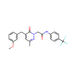 COc1cccc(Cc2cc(C)nn(CC(=O)Nc3ccc(C(F)(F)F)cc3)c2=O)c1 ZINC000043019547