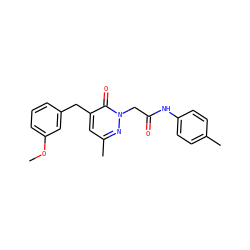 COc1cccc(Cc2cc(C)nn(CC(=O)Nc3ccc(C)cc3)c2=O)c1 ZINC000042967131