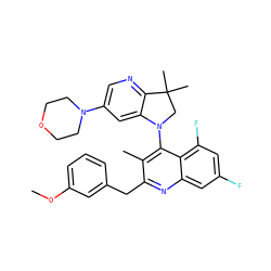 COc1cccc(Cc2nc3cc(F)cc(F)c3c(N3CC(C)(C)c4ncc(N5CCOCC5)cc43)c2C)c1 ZINC000118092644