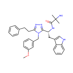 COc1cccc(Cn2c(CCc3ccccc3)nnc2[C@@H](Cc2c[nH]c3ccccc23)NC(=O)C(C)(C)N)c1 ZINC000028635661