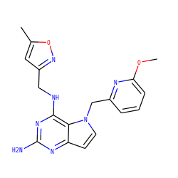 COc1cccc(Cn2ccc3nc(N)nc(NCc4cc(C)on4)c32)n1 ZINC001772640951
