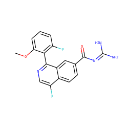 COc1cccc(F)c1-c1ncc(F)c2ccc(C(=O)N=C(N)N)cc12 ZINC000165952164