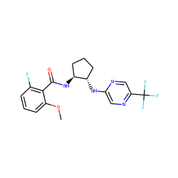 COc1cccc(F)c1C(=O)N[C@H]1CCC[C@@H]1Nc1cnc(C(F)(F)F)cn1 ZINC001772592672