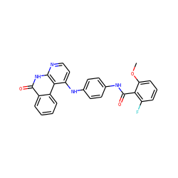 COc1cccc(F)c1C(=O)Nc1ccc(Nc2ccnc3[nH]c(=O)c4ccccc4c23)cc1 ZINC000096269760