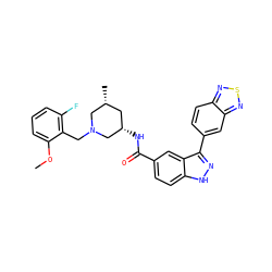COc1cccc(F)c1CN1C[C@@H](NC(=O)c2ccc3[nH]nc(-c4ccc5nsnc5c4)c3c2)C[C@@H](C)C1 ZINC000147803409