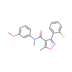COc1cccc(N(C)C(=O)c2c(-c3ccccc3Cl)noc2C)c1 ZINC000045372960