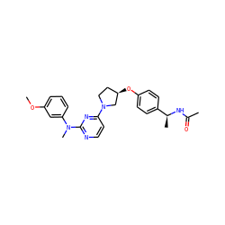 COc1cccc(N(C)c2nccc(N3CC[C@@H](Oc4ccc([C@H](C)NC(C)=O)cc4)C3)n2)c1 ZINC000261091677