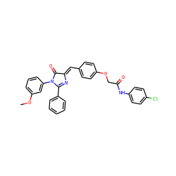 COc1cccc(N2C(=O)/C(=C/c3ccc(OCC(=O)Nc4ccc(Cl)cc4)cc3)N=C2c2ccccc2)c1 ZINC000473115851