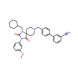 COc1cccc(N2C(=O)N(CC3CCCCC3)C3(CCN(Cc4ccc(-c5cccc(C#N)c5)cc4)CC3)C2=O)c1 ZINC000028704556