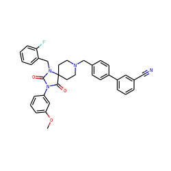 COc1cccc(N2C(=O)N(Cc3ccccc3F)C3(CCN(Cc4ccc(-c5cccc(C#N)c5)cc4)CC3)C2=O)c1 ZINC000028704522