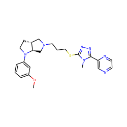 COc1cccc(N2CC[C@@H]3CN(CCCSc4nnc(-c5cnccn5)n4C)C[C@H]32)c1 ZINC000653725037